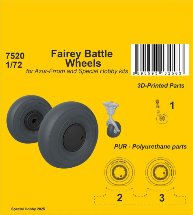 7520 Fairey Battle Wheels 1/72 / for Azur-Frrom and Special Hobby kits