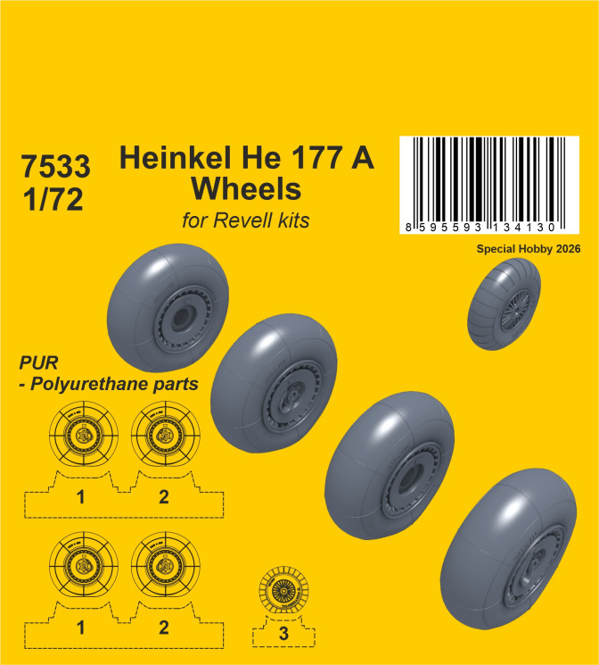 7533 Колеса Heinkel He 177 A 1/72 / для моделей Revell