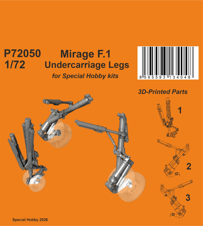 P72050 Стійки шасі Mirage F.1 1/72 / для моделей Special Hobby