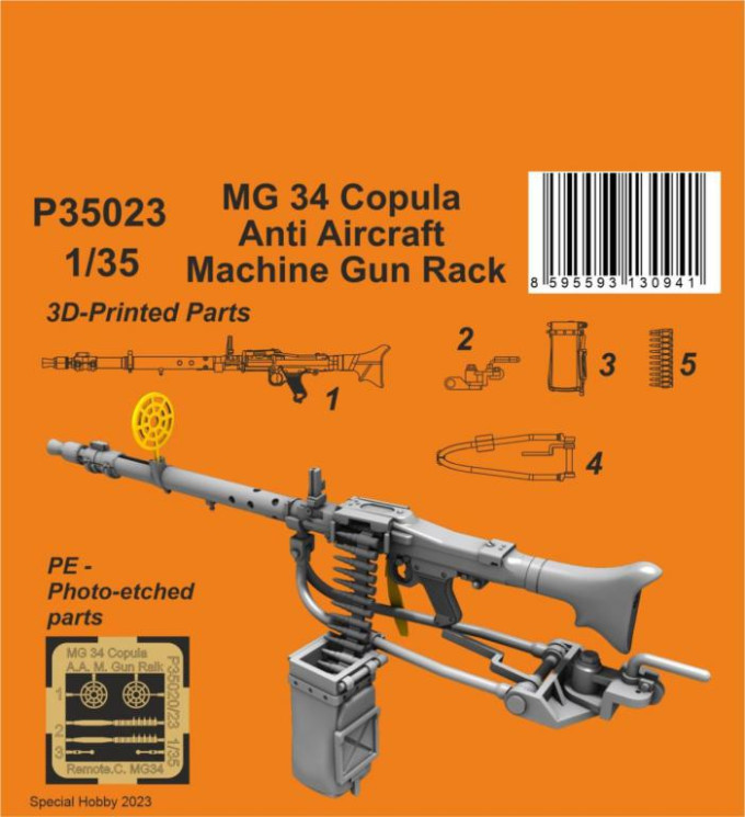 P35023 MG 34 Кулемет з кріпленням для ППО на башті 1/35
