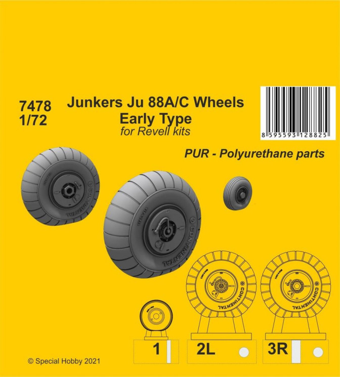 129-7478 Junkers Ju 88A/C Wheels Early Type (Revell kits) 1/72