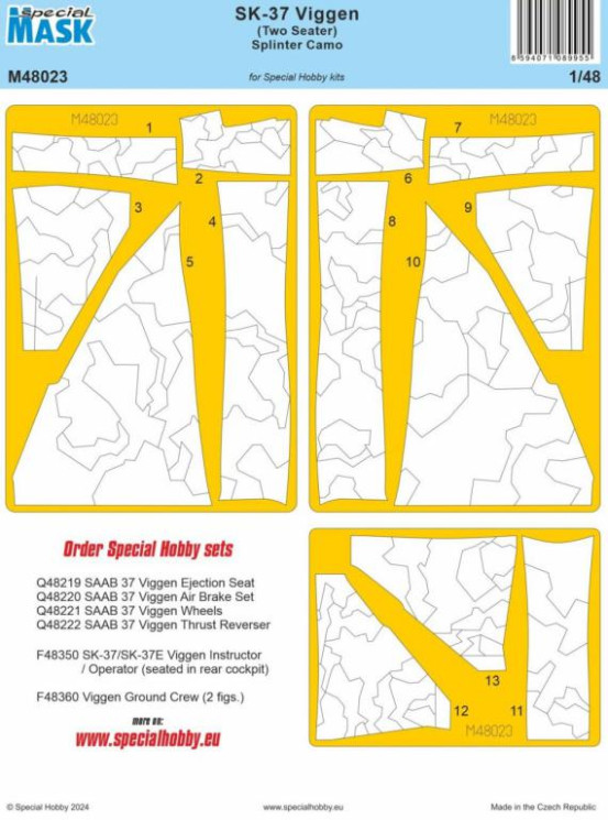 M48023 SK-37 Viggen (Two Seater) Splinter Camo MASK 1/48