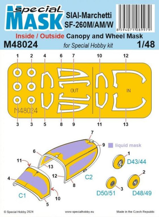 M48024 SIAI-Marchetti SF-260M/AM/W Маска зсередини і зовні 1/48