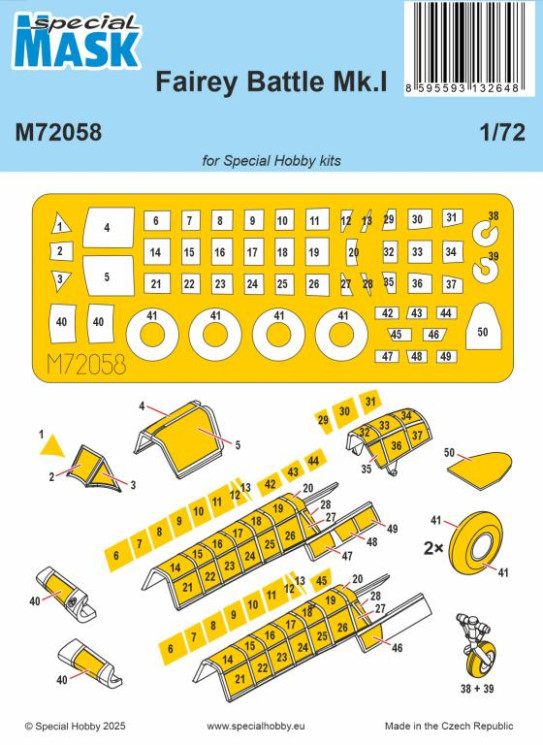M72058 Fairey Battle Mk.I Маска 1/72