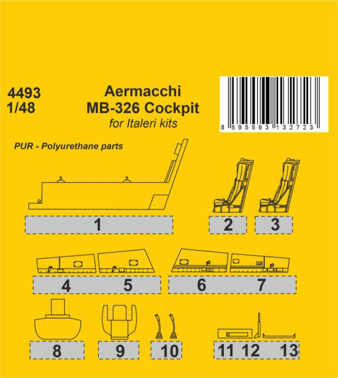 4493 Aermacchi MB-326 Кабіна пілота 1/48 / для Italeri