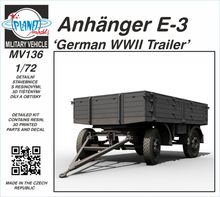 MV136 Anhanger E-3 /Німецький трейлер Другої світової війни/ 1/72