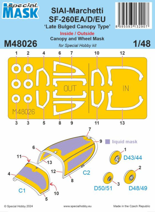 M48026 SF-260EA/D/EU Пізній тип ліхтаря Маска 1/48