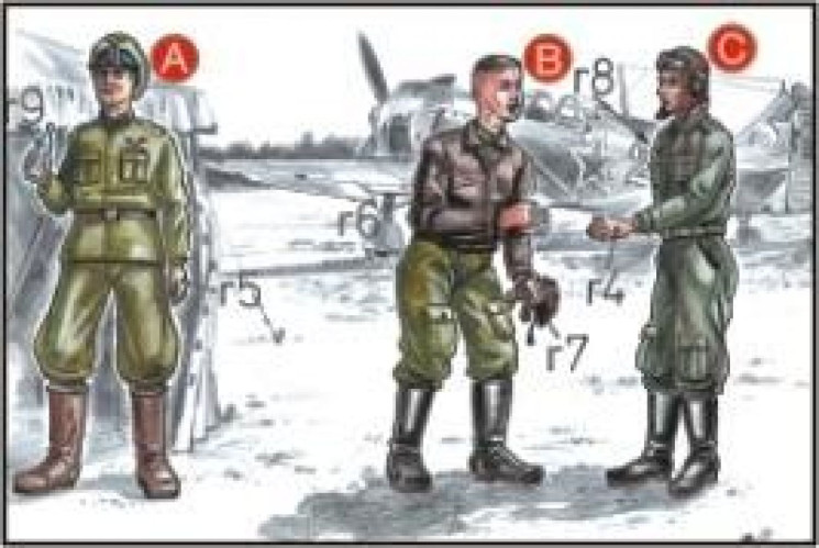 F72047 Радянські льотчики (2 фіг.) і механік Другої світової війни