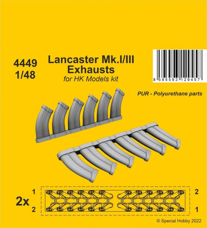 4449 Lancaster Mk.I/III Вихлопні патрубки 1/48