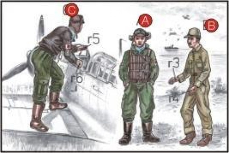 F72043 Льотчики ВМС Японії (2 фіг.) і механіки Другої світової війни