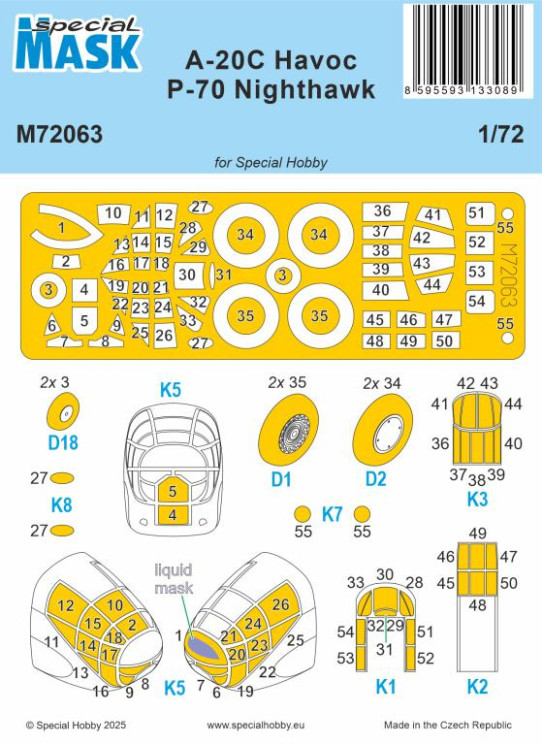 M72063 A-20C Havoc / P-70 Nighthawk MASK 1/72