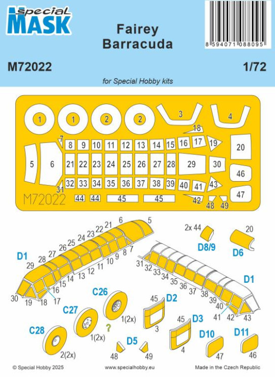 M72022 Fairey Barracuda Маска 1/72