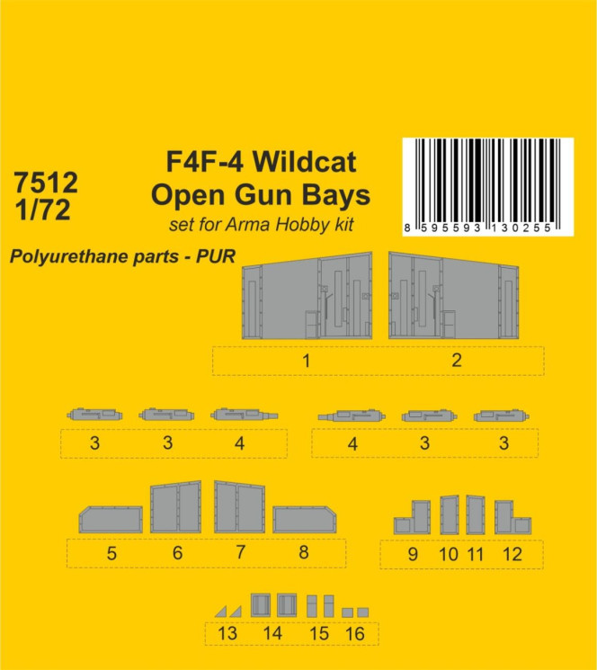 7512 F4F-4 Wildcat Відкриті гарматні відсіки 1/72