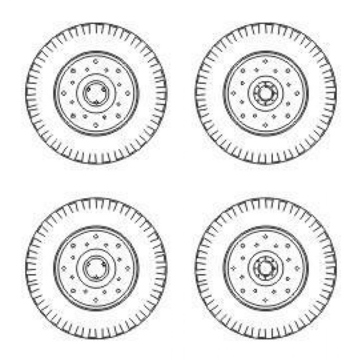 129-B72040 Chevrolet C.15A wheels small type 9x16 Dunlop 1/72