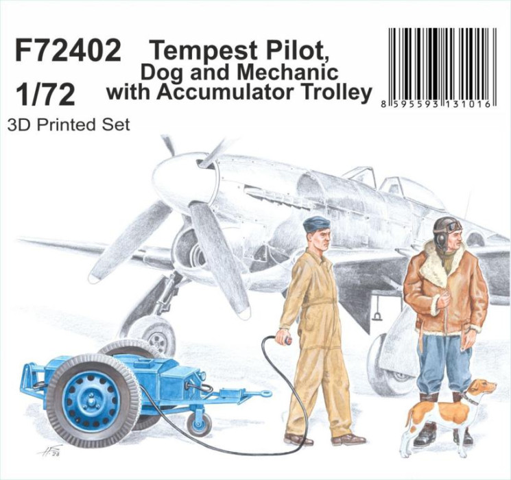 F72402 Пілот Tempest, пес і механік з акумуляторним візком 1/72