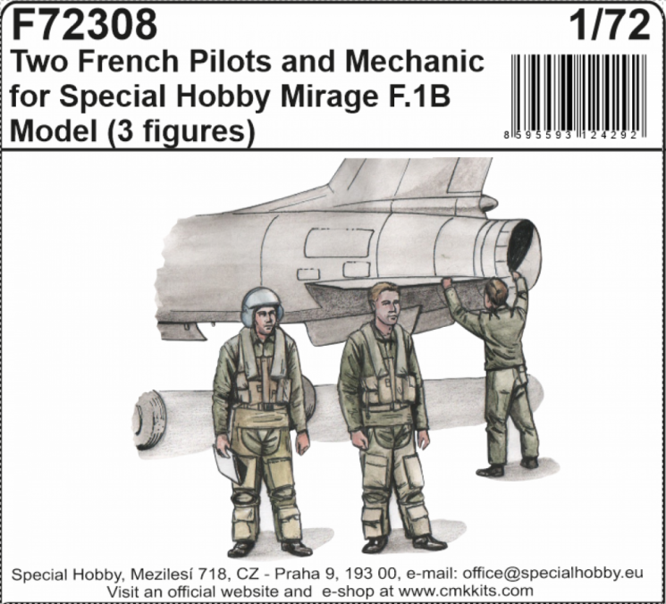 129-F72308 Two French Pilots and Mechanic for Special Hobby Mirage F.IB Model 1/72
