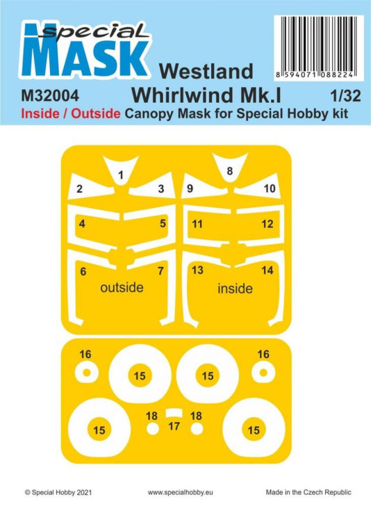 M32004 Маски Westland Whirlwind Mk.I Внутрішні та зовнішні  1/32