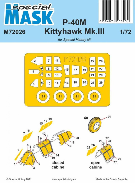 M72026 Маски P-40M Warhawk/Kittyhawk Mk.III  1/72