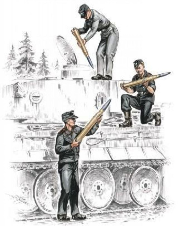 129-F72157 German armourer for Tiger I (3 fig.) 1/72