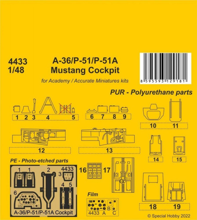 4433 A-36/P-51/P-51A  Mustang Кабіна