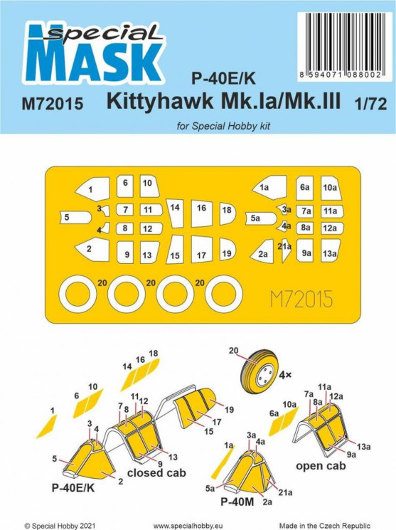 100-M72015 P-40E/K/Kittyhawk Mk.Ia/Mk.III Mask 1/72