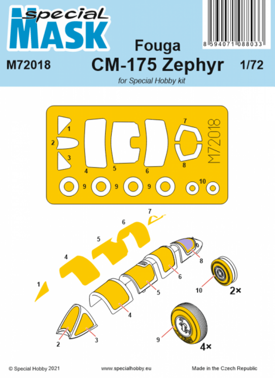 100-M72018 Fouga CM-175 Zephyr Mask 1/72