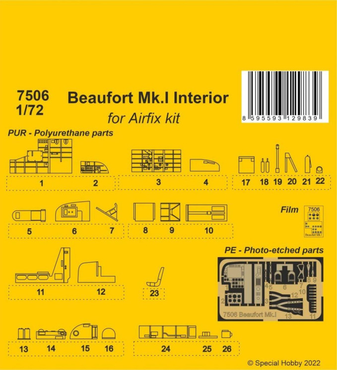 7506 Beaufort Mk.I Інтерєр 1/72