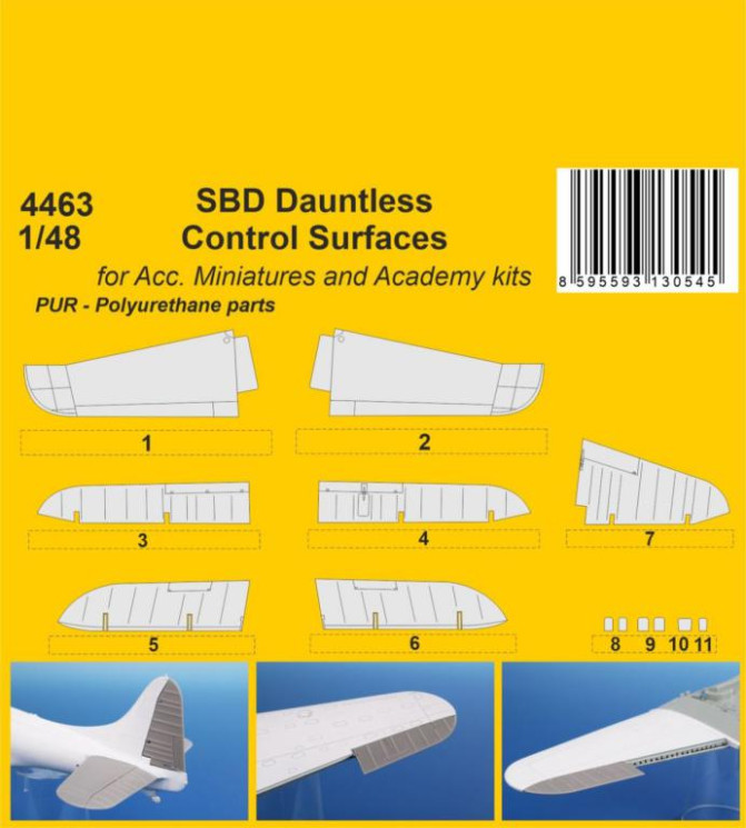 4463 SBD Dauntless Рульові поверхні / для моделей Acc. Miniatures та Academy