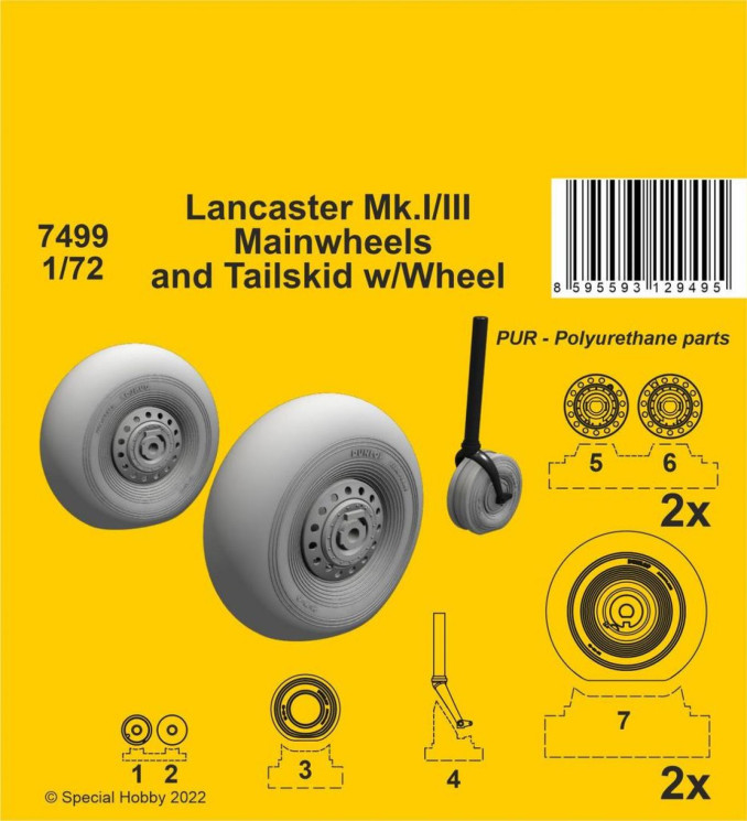 7499 Lancaster Mk.I/III Mainколеса and Tailколеса w/Leg 1/74