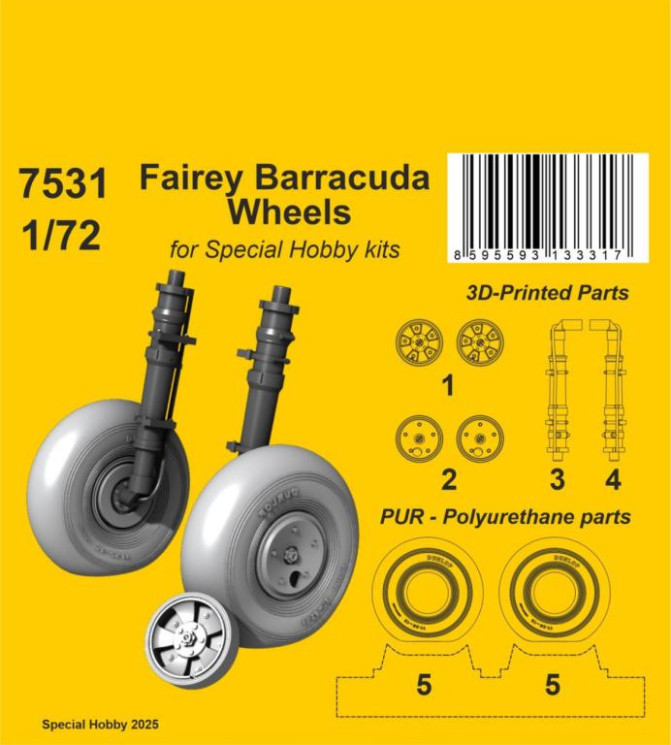 7531 Колеса Fairey Barracuda 1/72 / для моделей Special Hobby