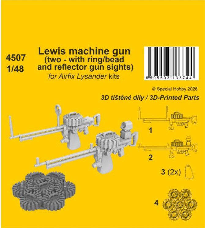 4507 Кулемет Lewis   (2 шт.) 1/48 Lysander / для Airfix