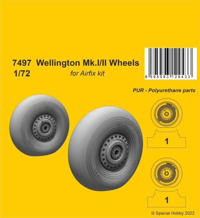 129-7497 Wellington Mk.II Wheels 1/72 / for Airfix kit