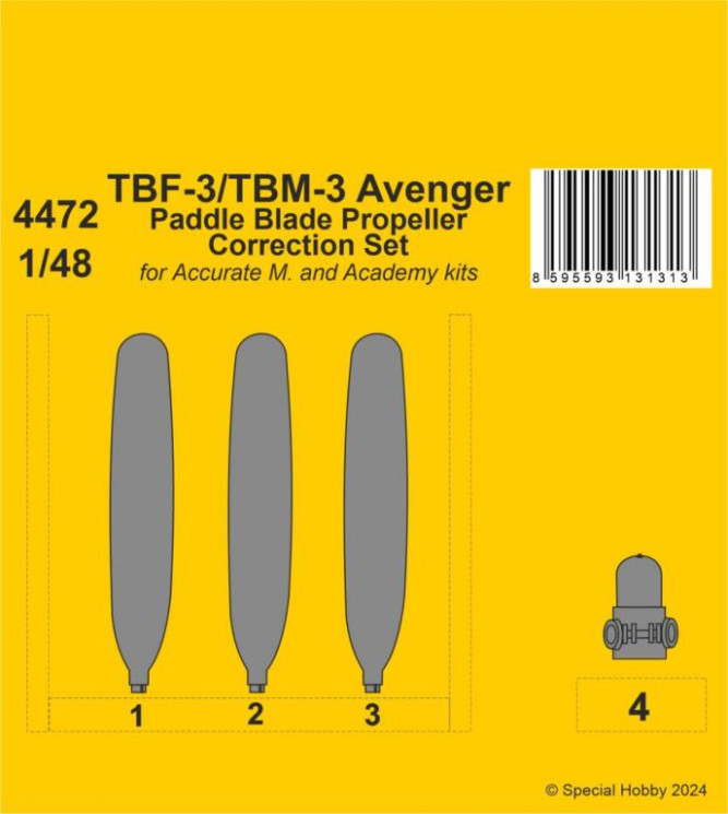 4472 TBF-3/TBM-3 Avenger Гвинт Paddle Blade комплект корекції 1/48 / для моделей Accurate/Academy