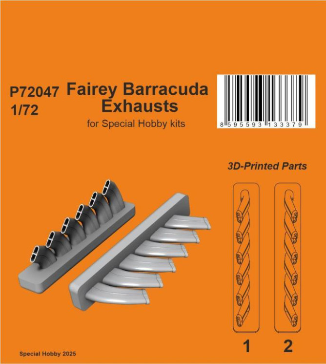P72047 Вихлопи Fairey Barracuda 1/72 / для моделей Special Hobby