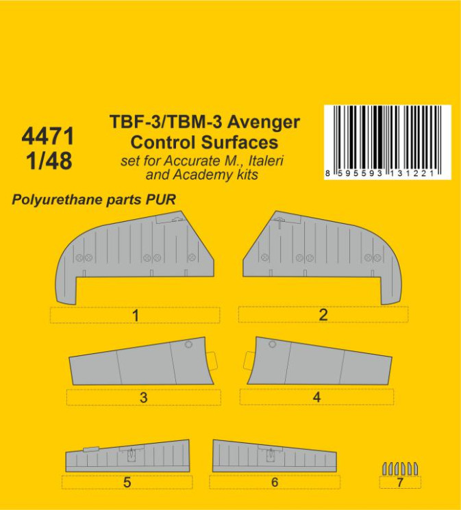 4471 TBF-3/TBM-3 Avenger Рульові поверхні 1/48