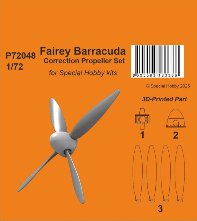 P72048 Корекція гвинта Fairey Barracuda 1/72 / для моделей Special Hobby