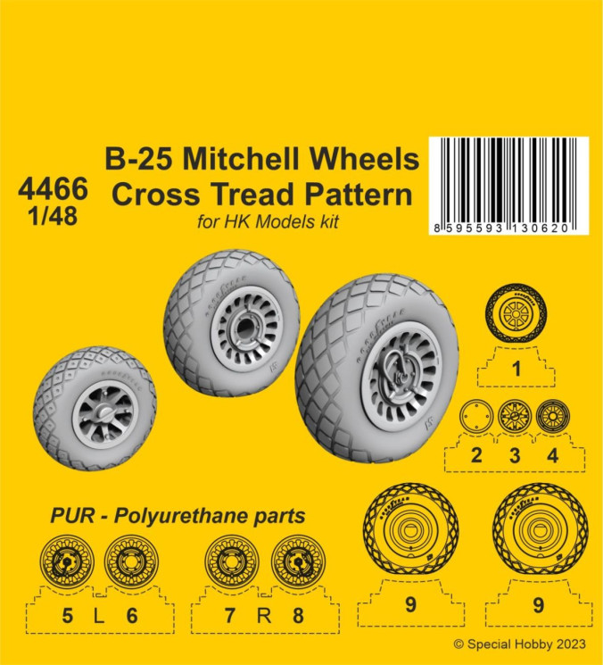 4466 B-25 Mitchell Колеса/ромбовидний малюнок протектора 1/48