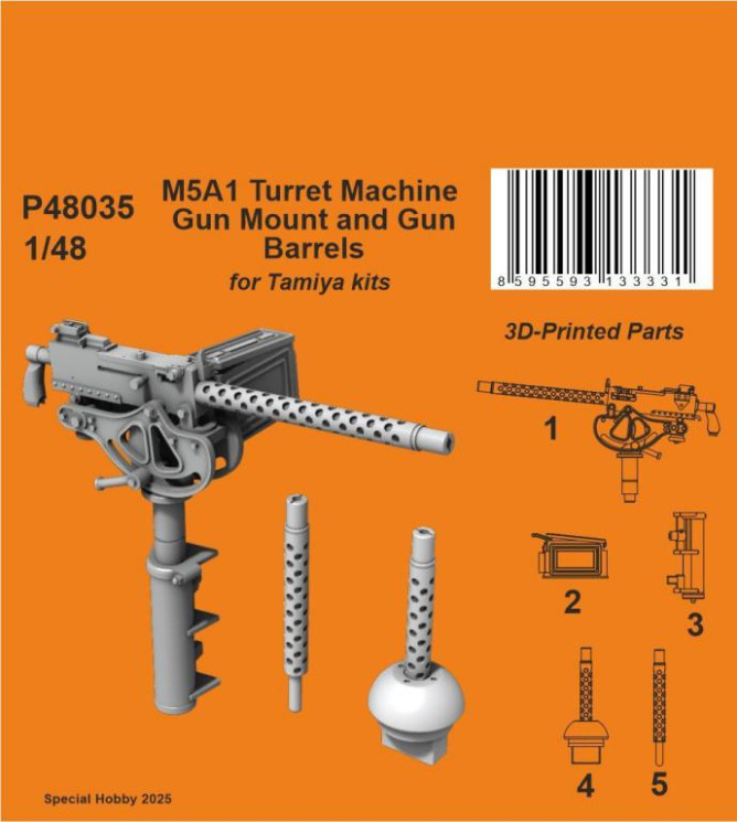 P48035 Кулеметна башта і стволи гармати M5A1 1/48