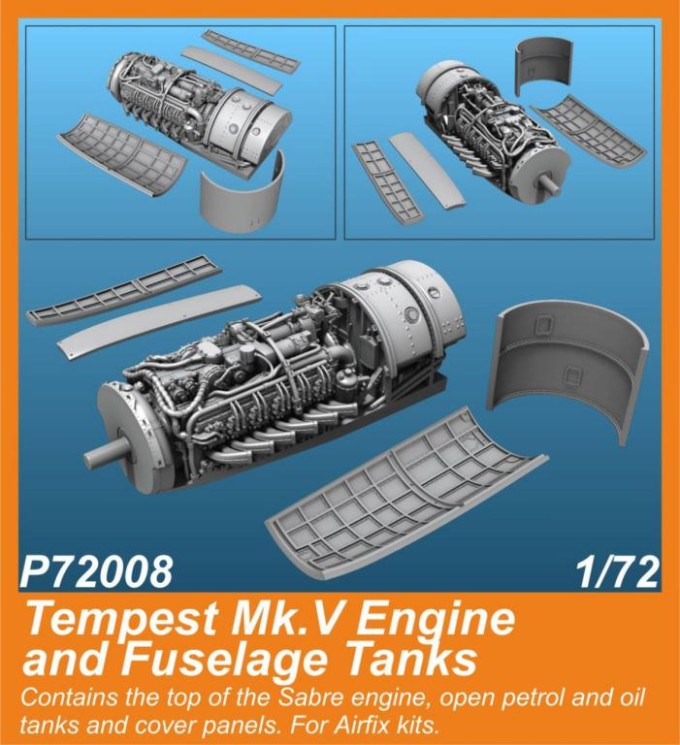 P72008 Tempest Mk.V Engine and Fuselage Tanks 1/72 for Airfix kit