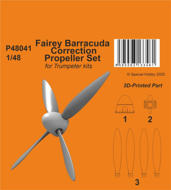 P48041 Fairey Barracuda Correction Propeller Set 1/48  / for Trumpeter kit