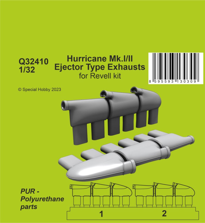Q32410 Hurricane Mk.I/II Вихлопні системи ежекторного типу 1/32