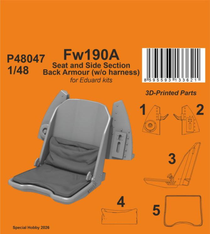 P48047 Fw190A сидіння та броня боковини (без ременів) 1/48 / для Eduard