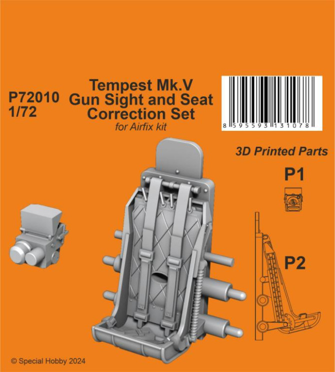 P72010 Tempest Mk.V Gun Sight and Seat Correction Set 1/72 for Airfix kit