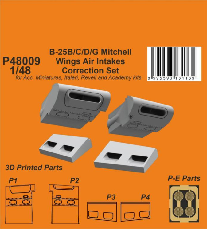 P48009 B-25 Mitchell Wings Air Intakes Correction Set 1/48
