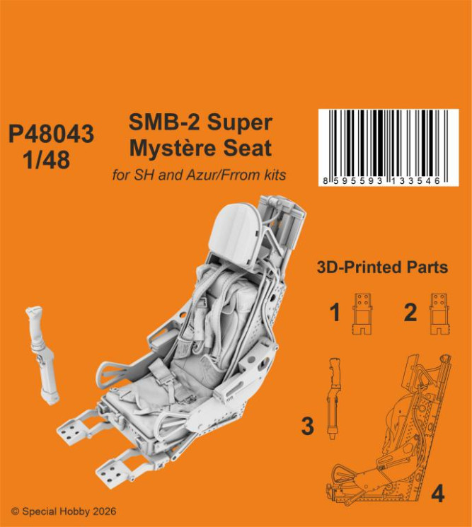 P48043 SMB-2 Super Mystere сидіння 1/48 / для SH та Azur/Frrom