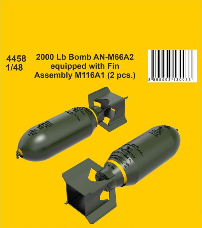 129-4458 2000 Lb Bomb AN-M66A2 equipped with Fin Assembly M116A1 (2 pcs.) 1/48
