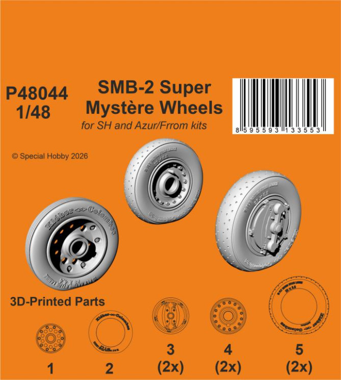 P48044 SMB-2 Super Mystere Wheels 1/48 / for SH and Azur/Frrom kits
