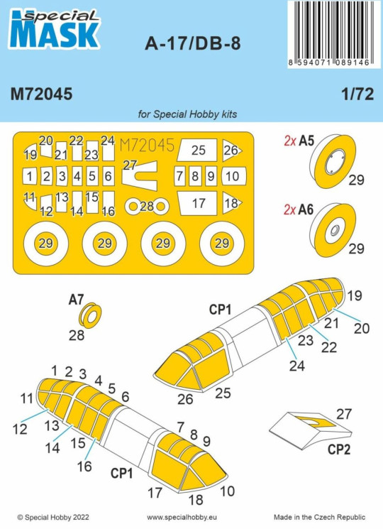 100-M72045 A-17/DB-8 MASK 1/72