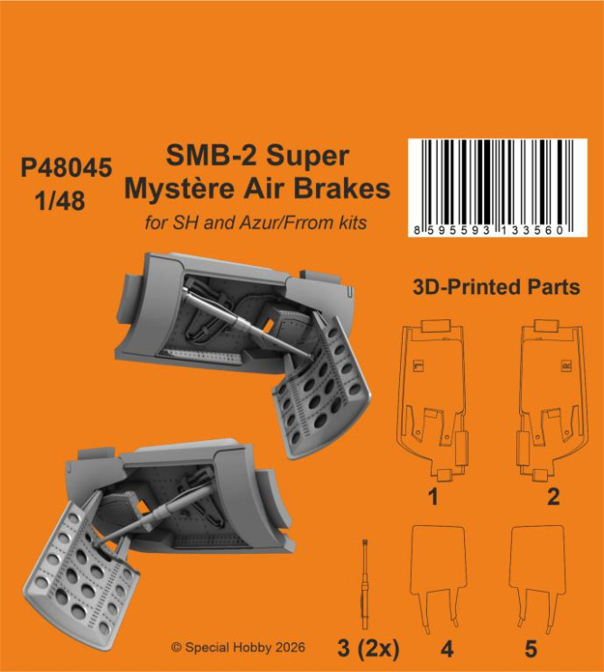 P48045 SMB-2 Super Mystere аеродинамічні гальма 1/48 / для SH та Azur/Frrom