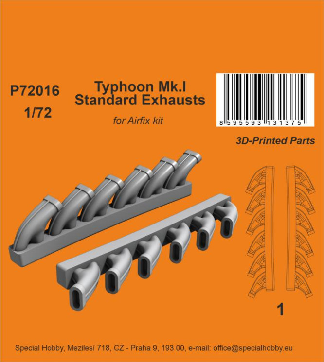 P72016 Typhoon Mk.I Standard Exhausts 1/72  / for Airfix kit